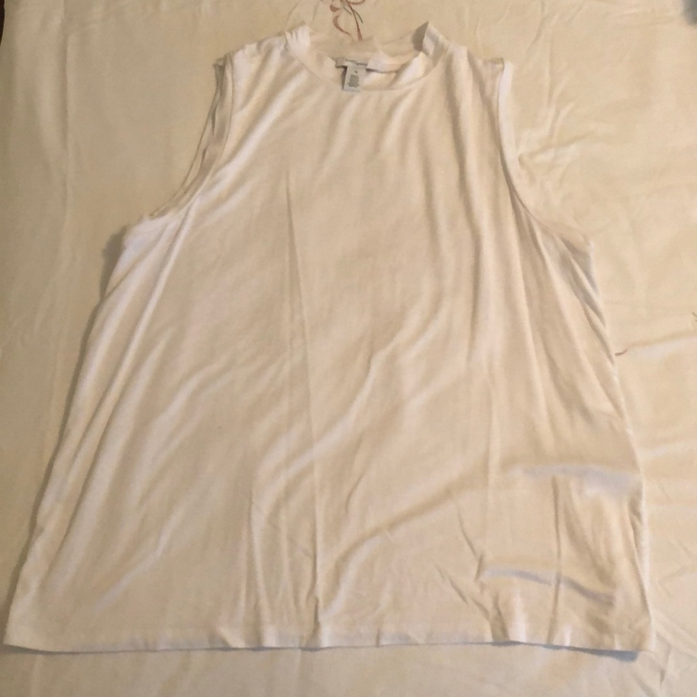 Jersey Sleeveless Boxy Mock-Neck Shirt